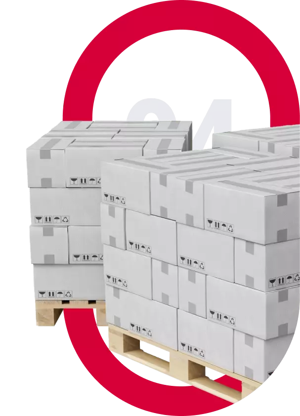Distribution image with packing boxes